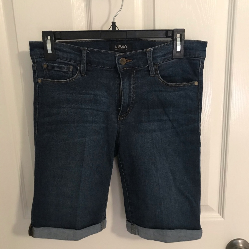 👖Knee-Length Plain Denim Shorts👖